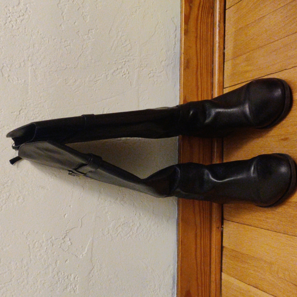 Black leather boots